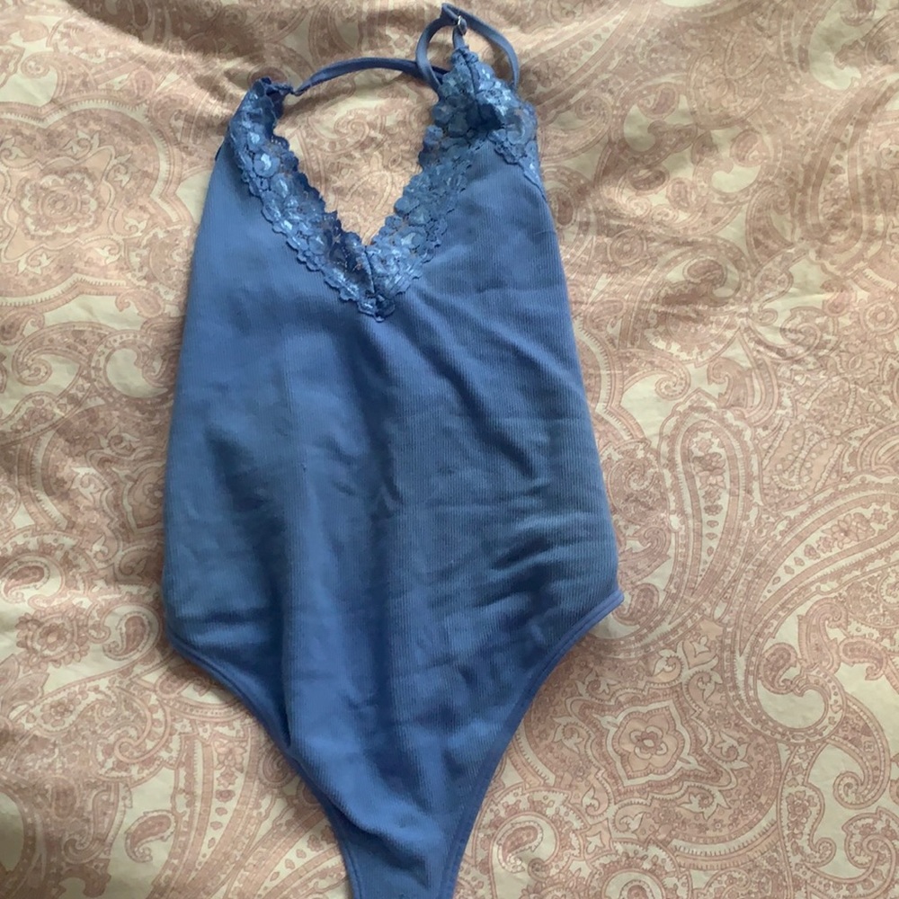 Forever 21 blue lace bodysuit size small